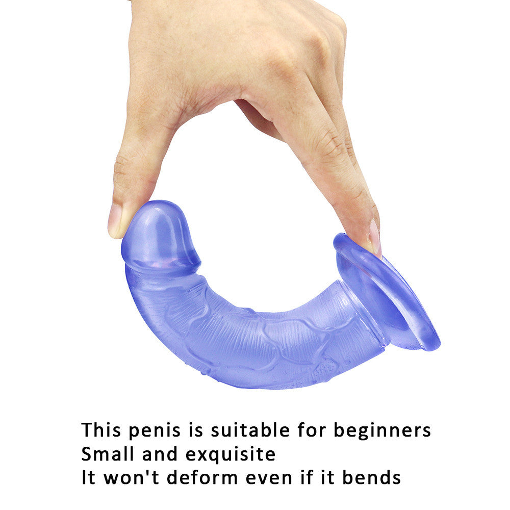 6.5 Inch Blue Clear Jelly Mini Curved Dildo