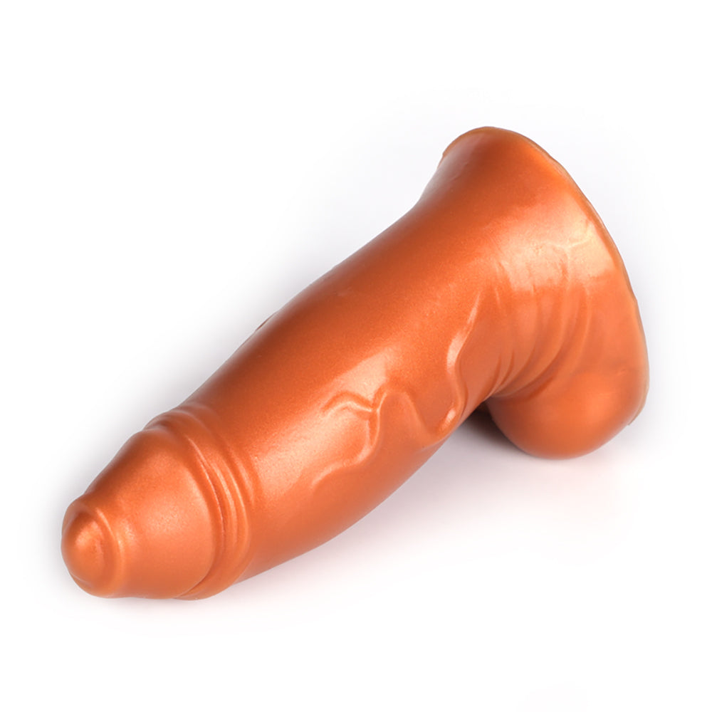 5 Inch Brown Thick Veined Dildo with Foreskin
