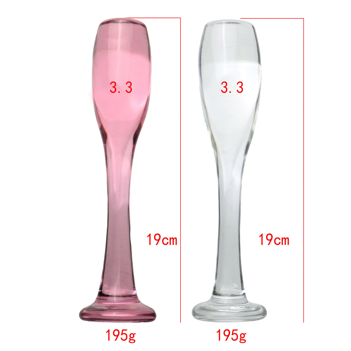 Red Wine Glass Clear Glass Anal Dildo