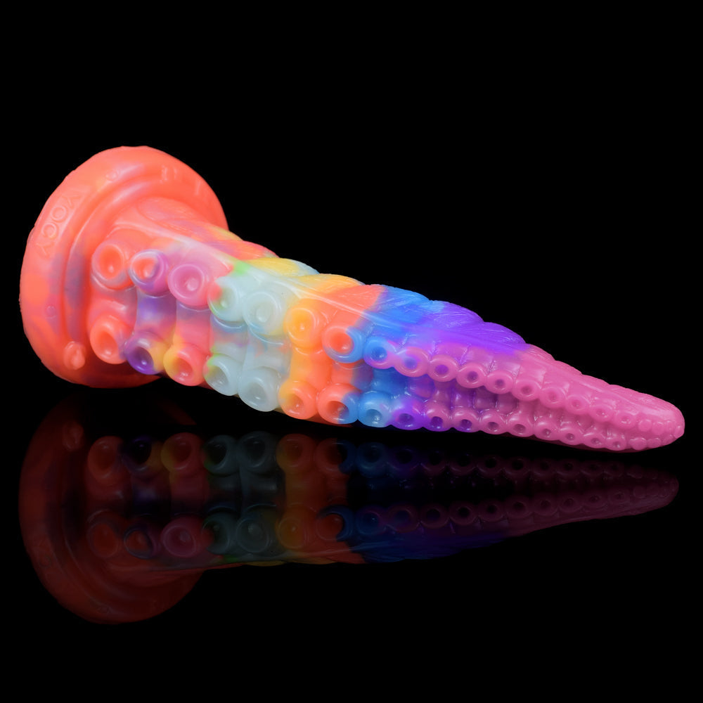 Rainbow Glow in the Dark Tongue Tentacle Dildo