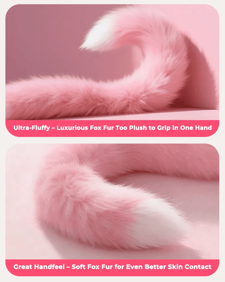 Pink Cute Furry Tail Vibrating Butt Plug