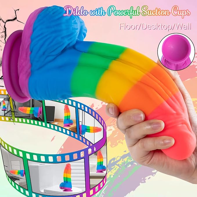 25.4 cm Realistic Large Rainbow Dildo