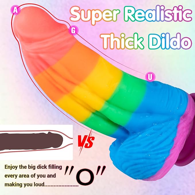 25.4 cm Realistic Large Rainbow Dildo