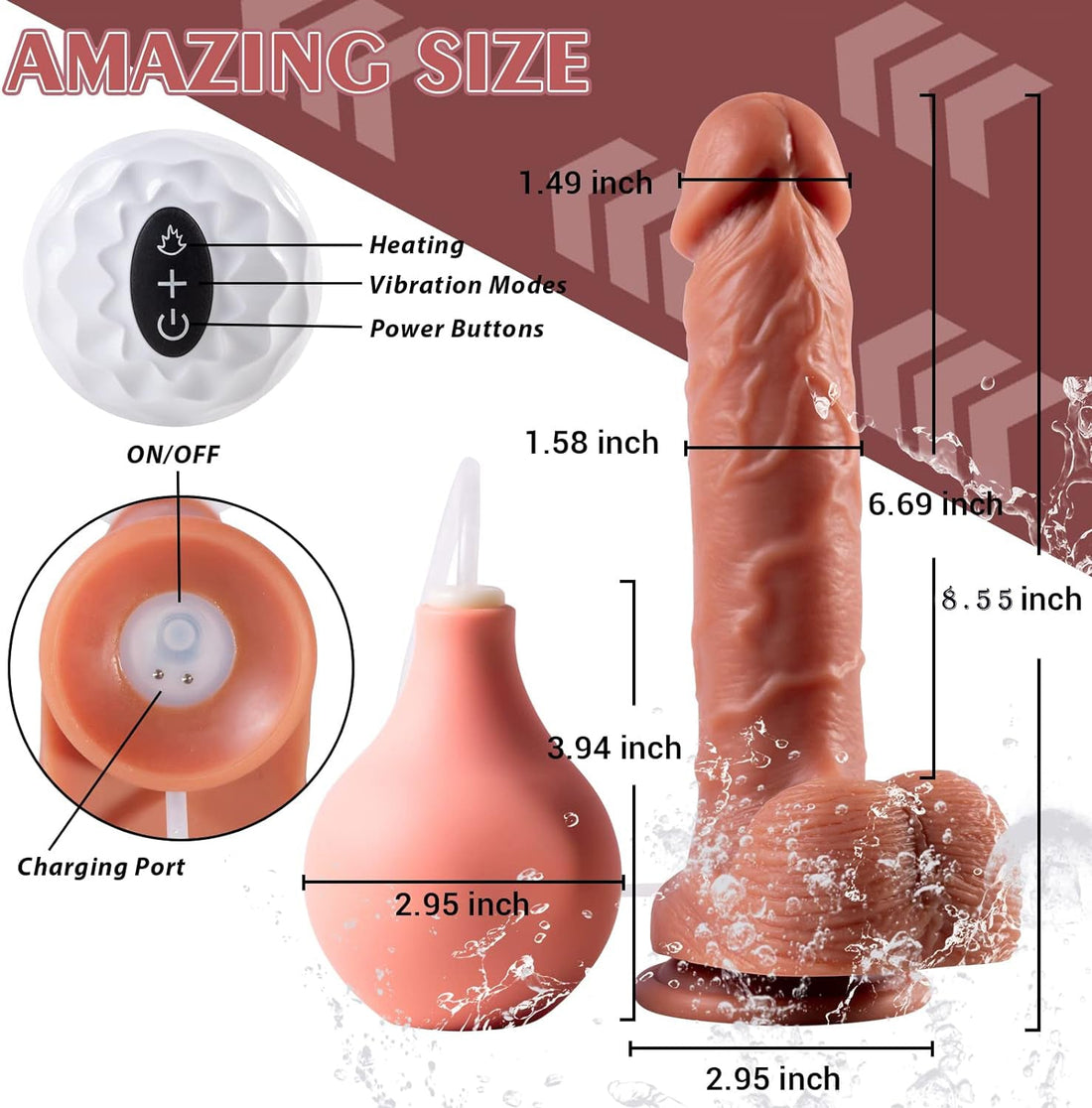 20.3 cm Realistic Thrusting Vibrating Ejaculating Dildo