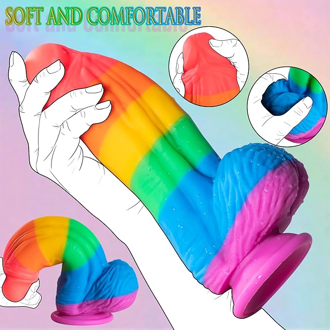 25.4 cm Realistic Large Rainbow Dildo