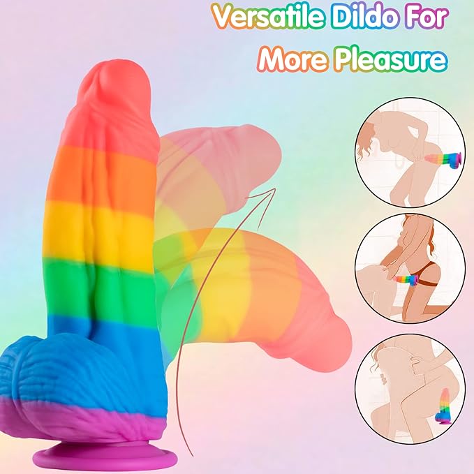 25.4 cm Realistic Large Rainbow Dildo