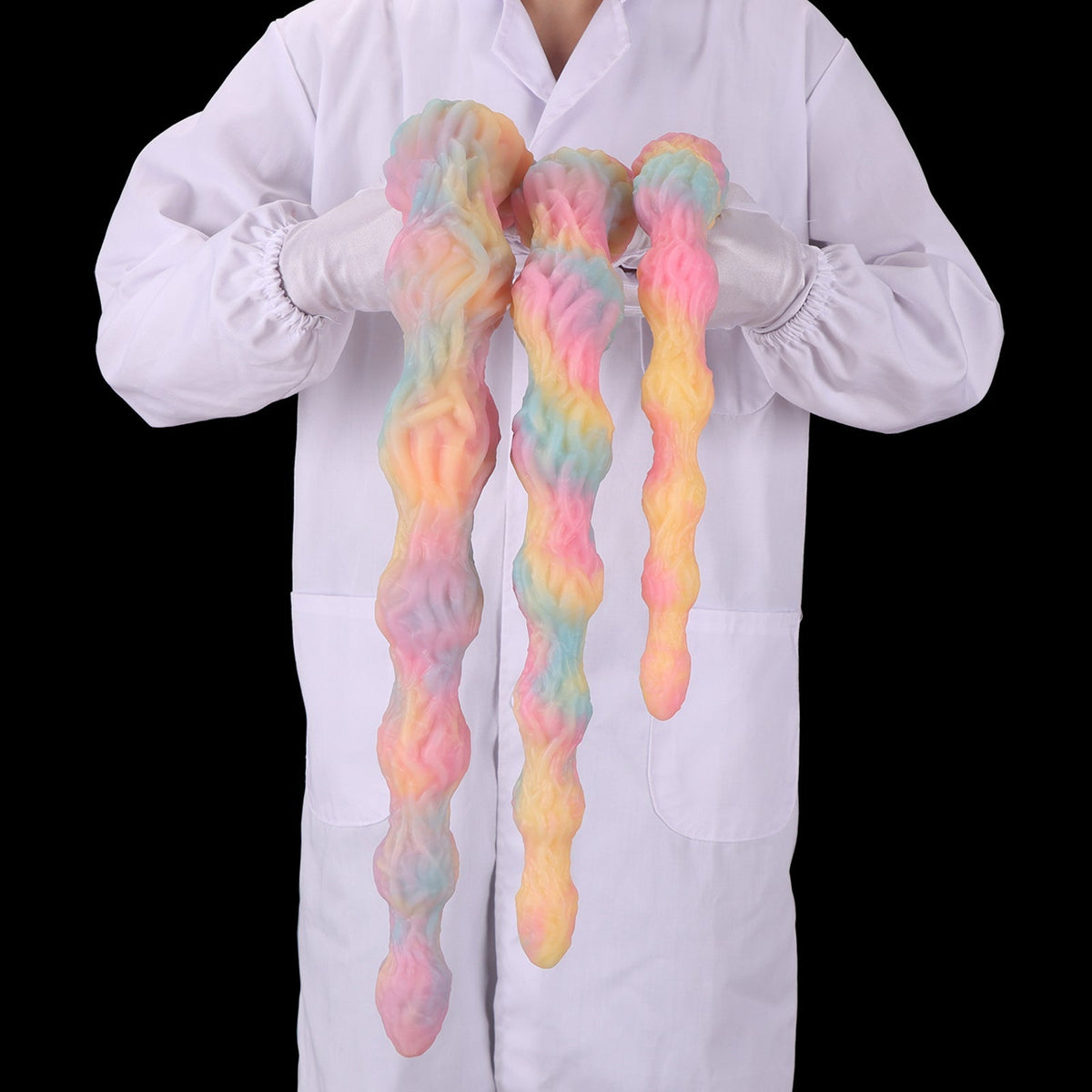 Pink Light up Long Knot Textured Anal Dildo