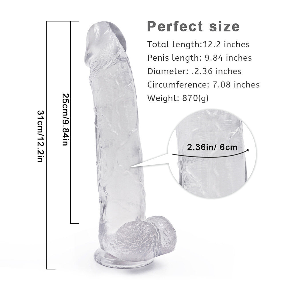 12 Inch Jelly Clear Anal Dildo For Men