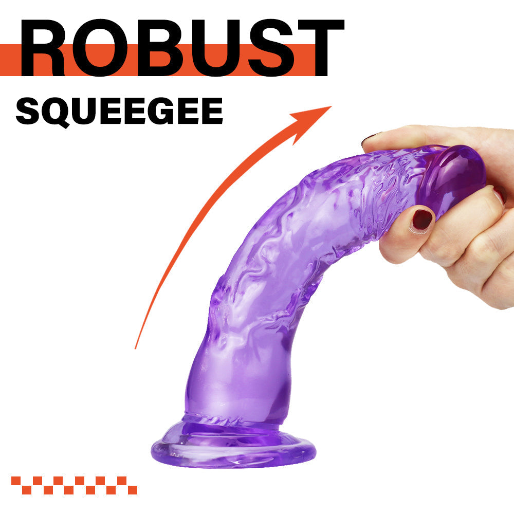 7 Inch Purple Realistic Textured Slim Dildo