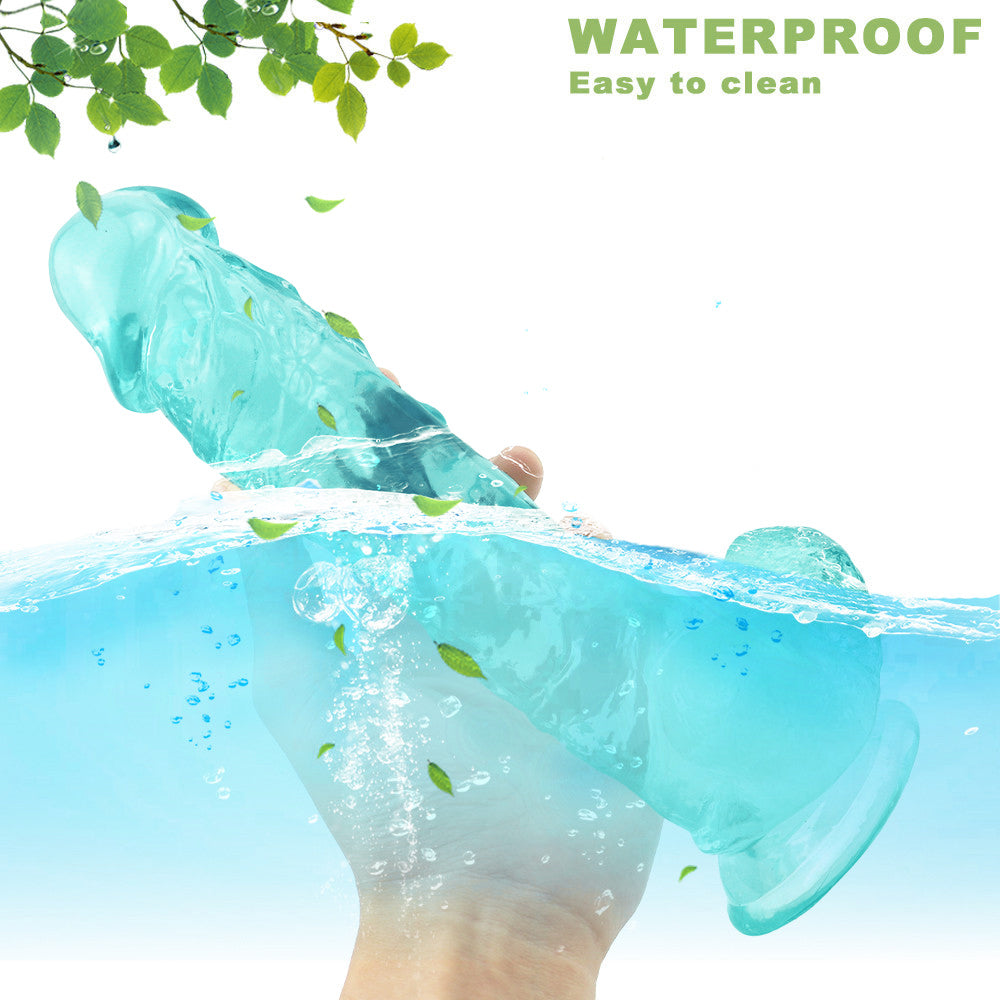 9 Inch Green Clear Jelly Textured Anal Dildo