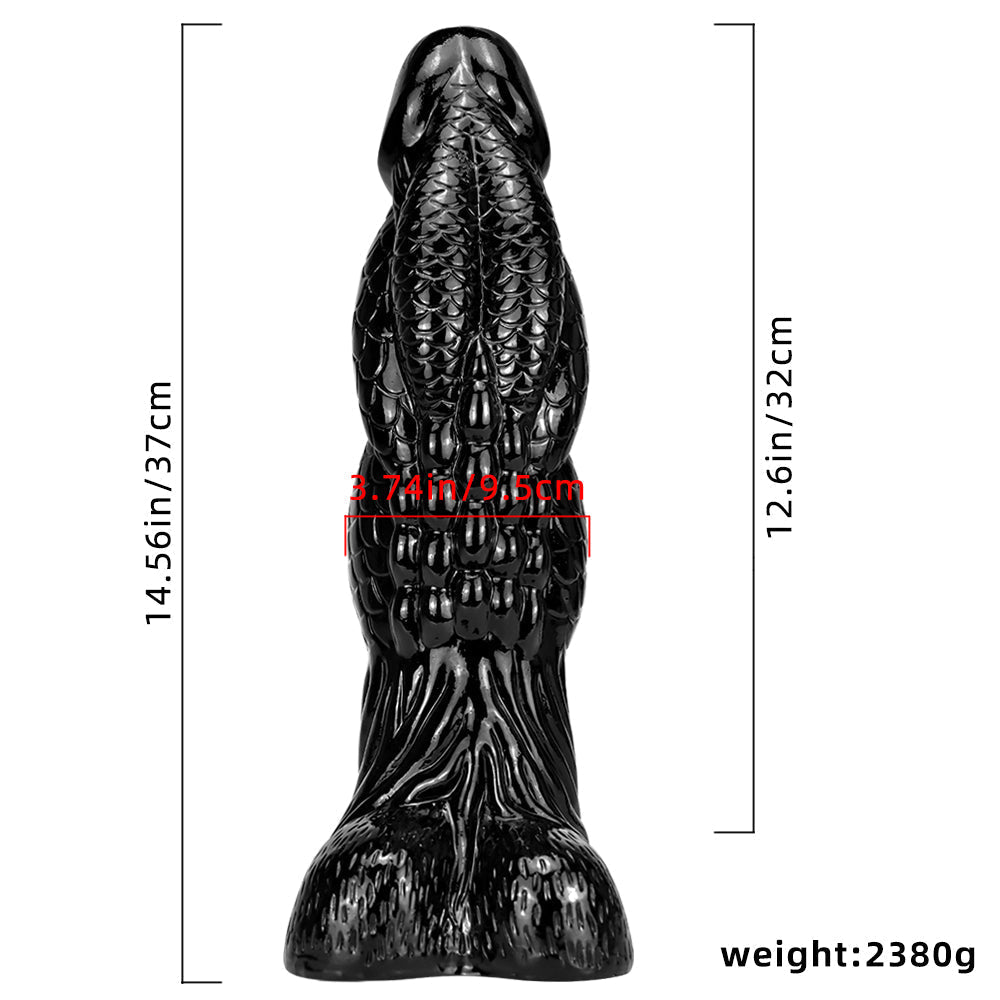 35.6 cm Black Huge Fantasy Texture Dragon Dildo