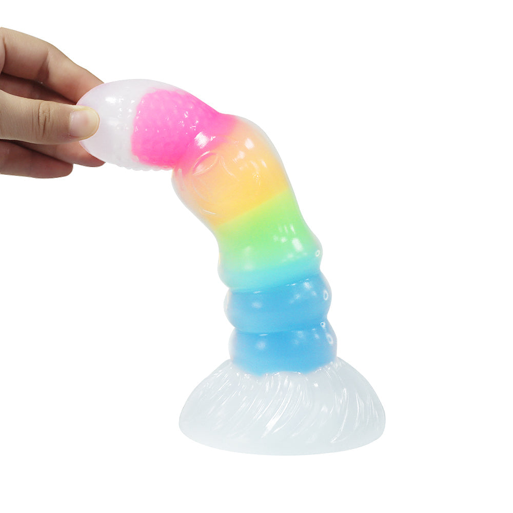 Rainbow Glow In The Dark Knot Dildo