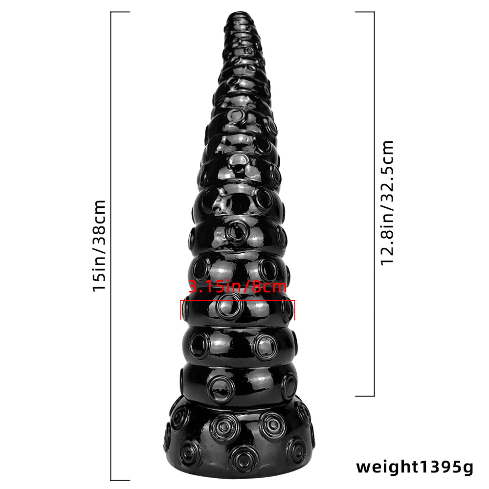 Extra Long Black Suction Textures 38.1 cm Tentacle Dildo