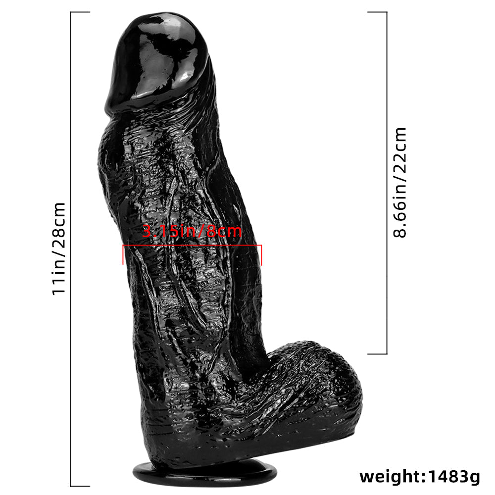 7.6 cm Diameter Ultra Thick Big Black Dildo