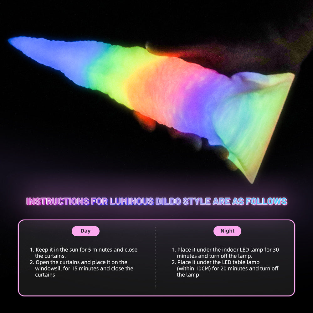 Light up Rainbow Silicone Curved Tapered Dildo