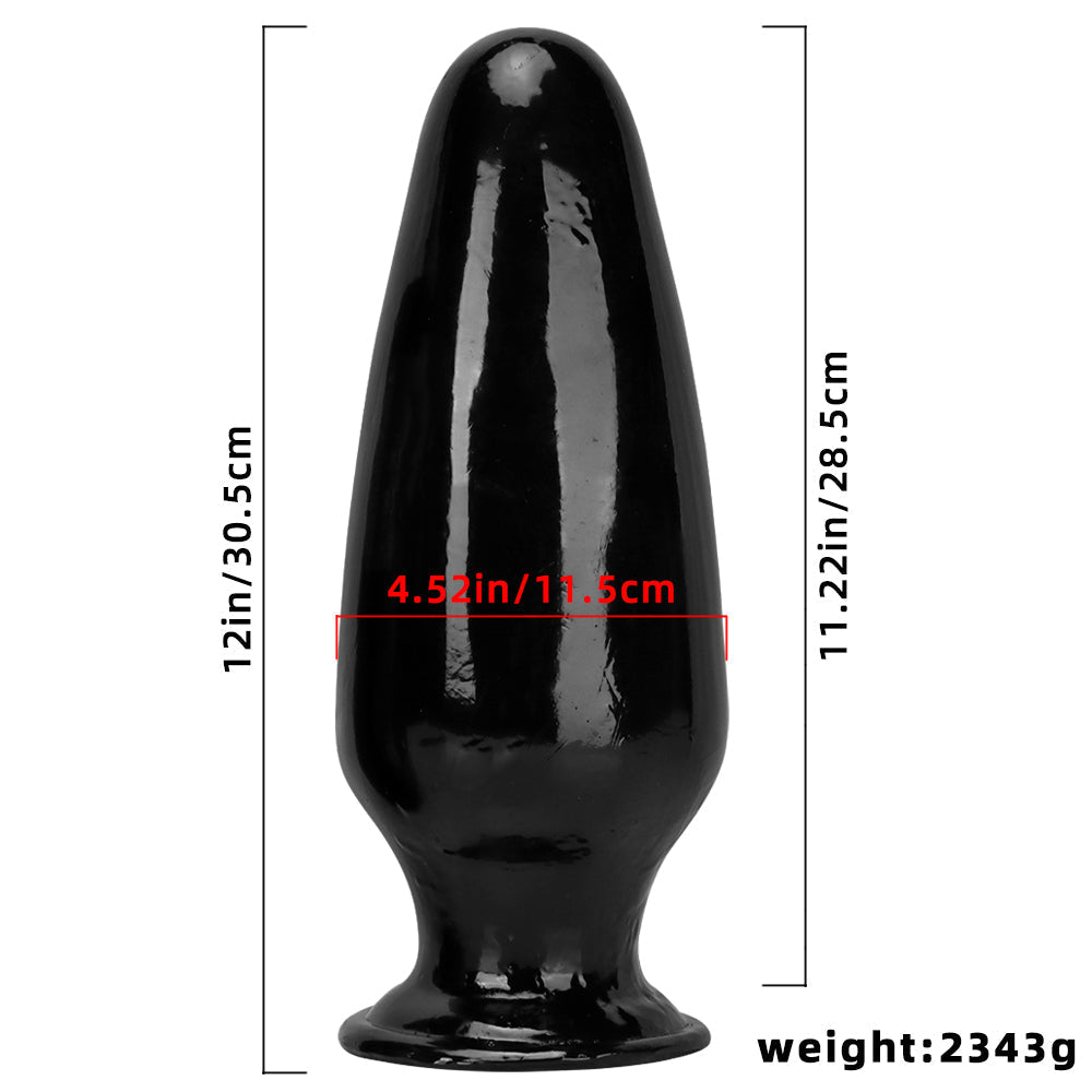 12 Inch Black G-spot Tapered huge Butt Plug