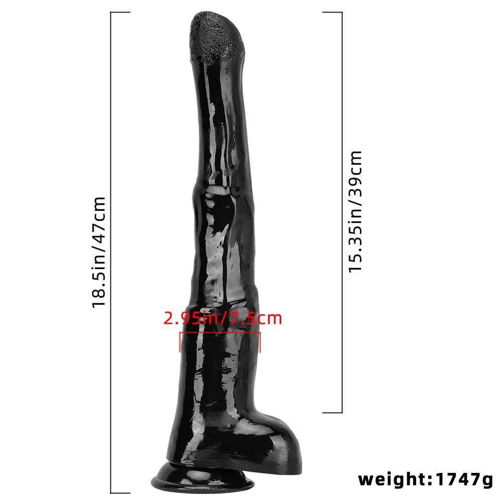 18 Inch Black Fantasy Horse Long Anal Dildo