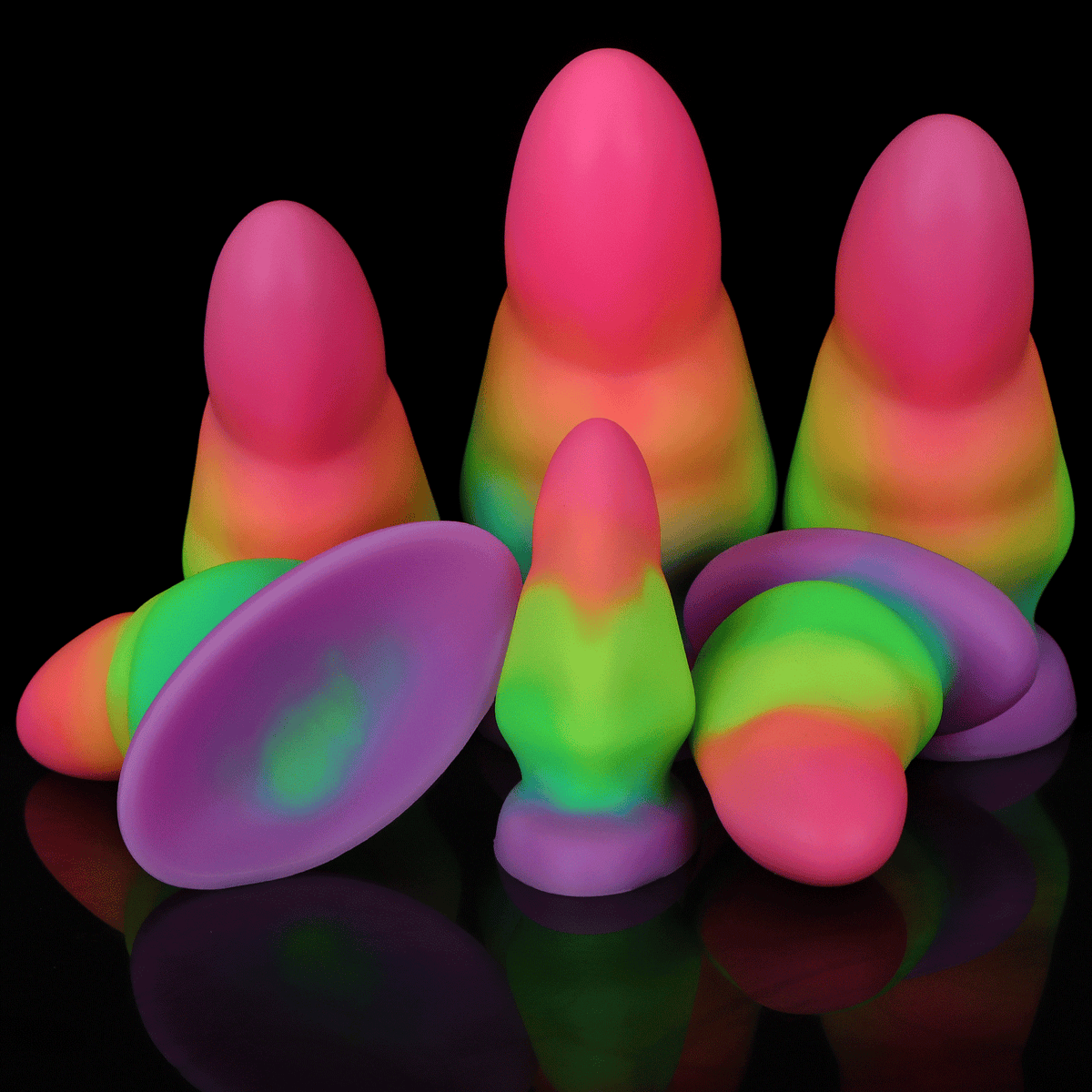 Rainbow Light Up Short Thick Butt Plug