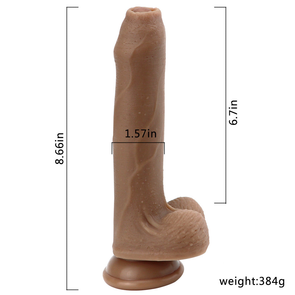 8 Inch Brown Suction Cup Realistic Dildo With Foreskin