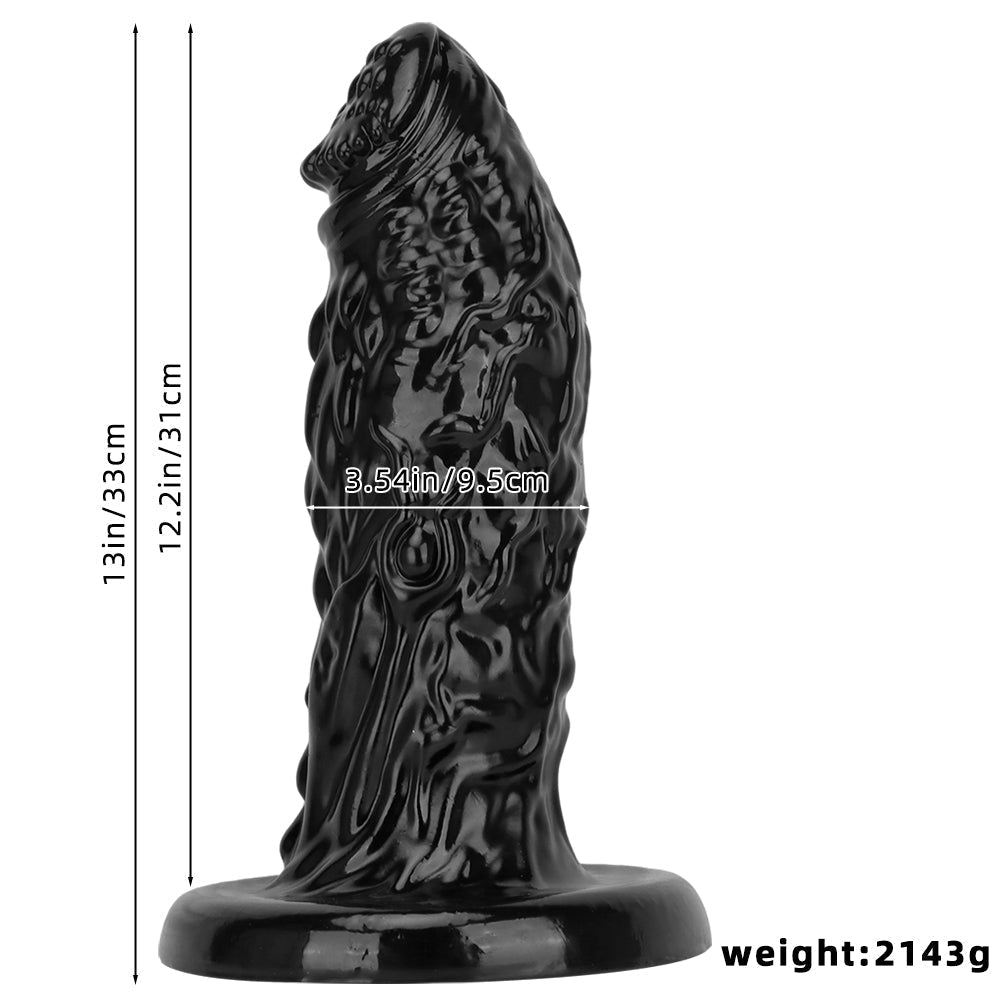 13 Inch Black Dragon Ribbed Huge Anal Dildo