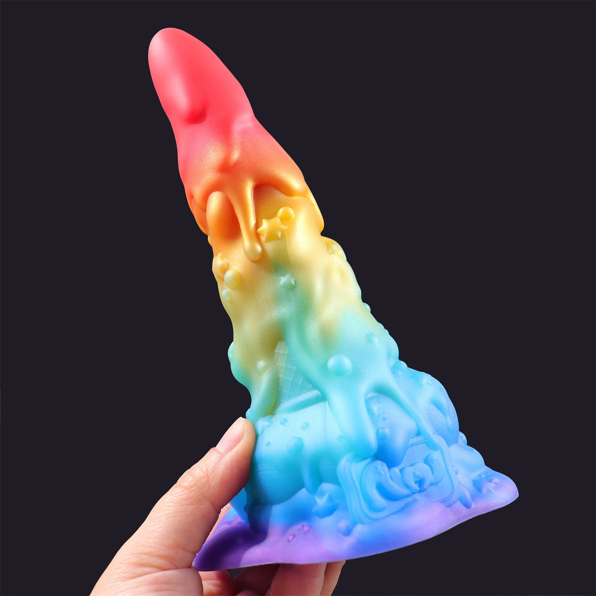 7 Inch Tapered Cone Discreet Rainbow Dildo