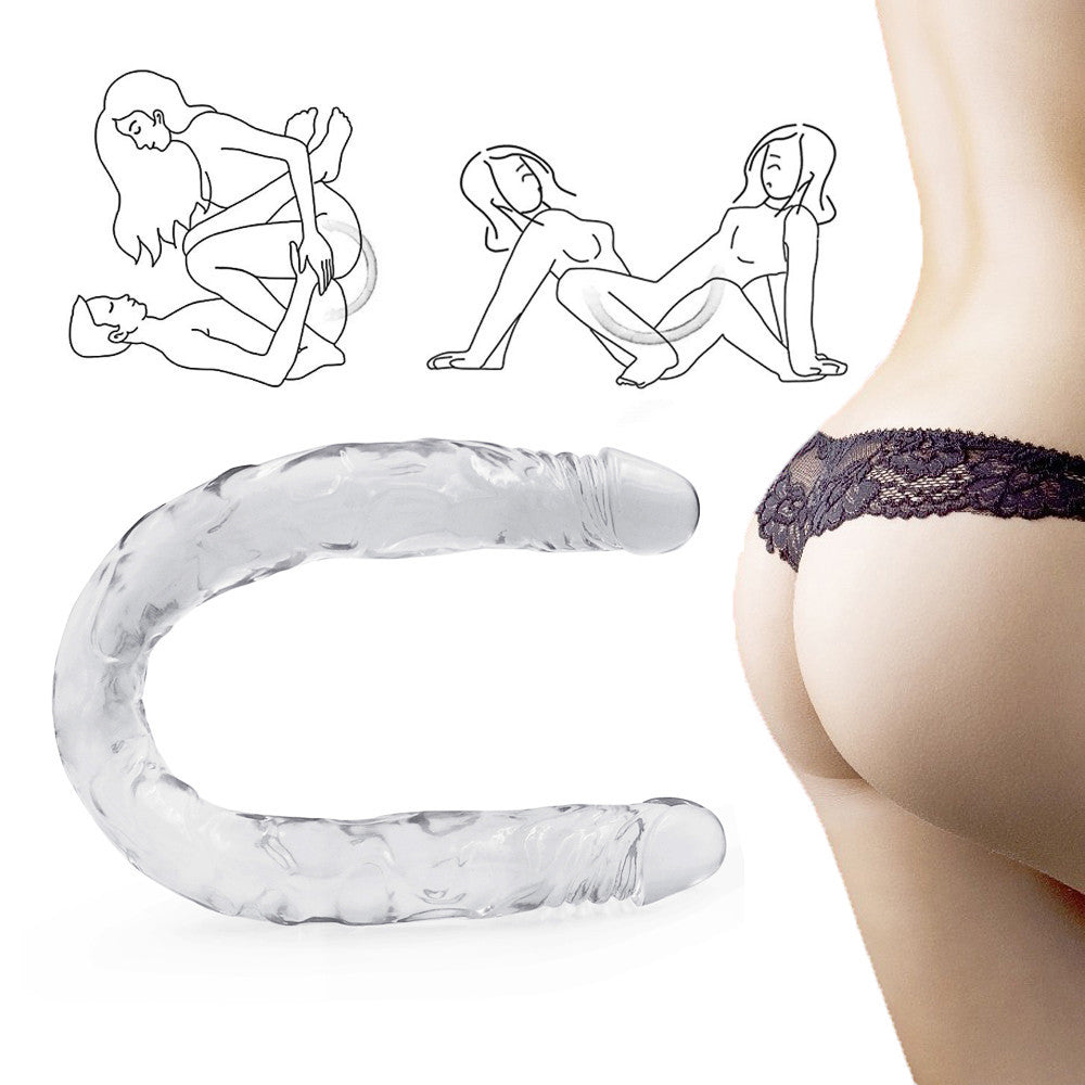 21 Inch Clear Jelly Curved Double Ended Dildo