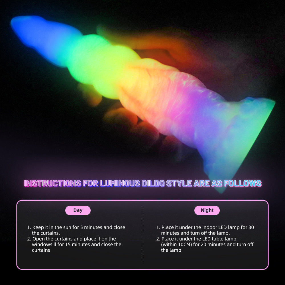 8 Inch Light up Rainbow Silicone Tapered Dildo