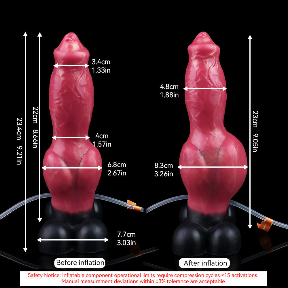 23 cm Red Fantasy Dog Knotted Squirting Dildo