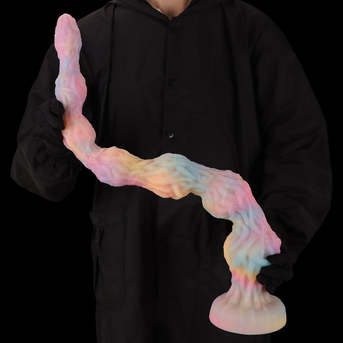 Pink Light up Long Knot Textured Anal Dildo