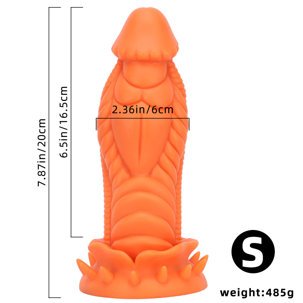 6.5 Inch Small Girthy Dragon Textured Curved Dildo