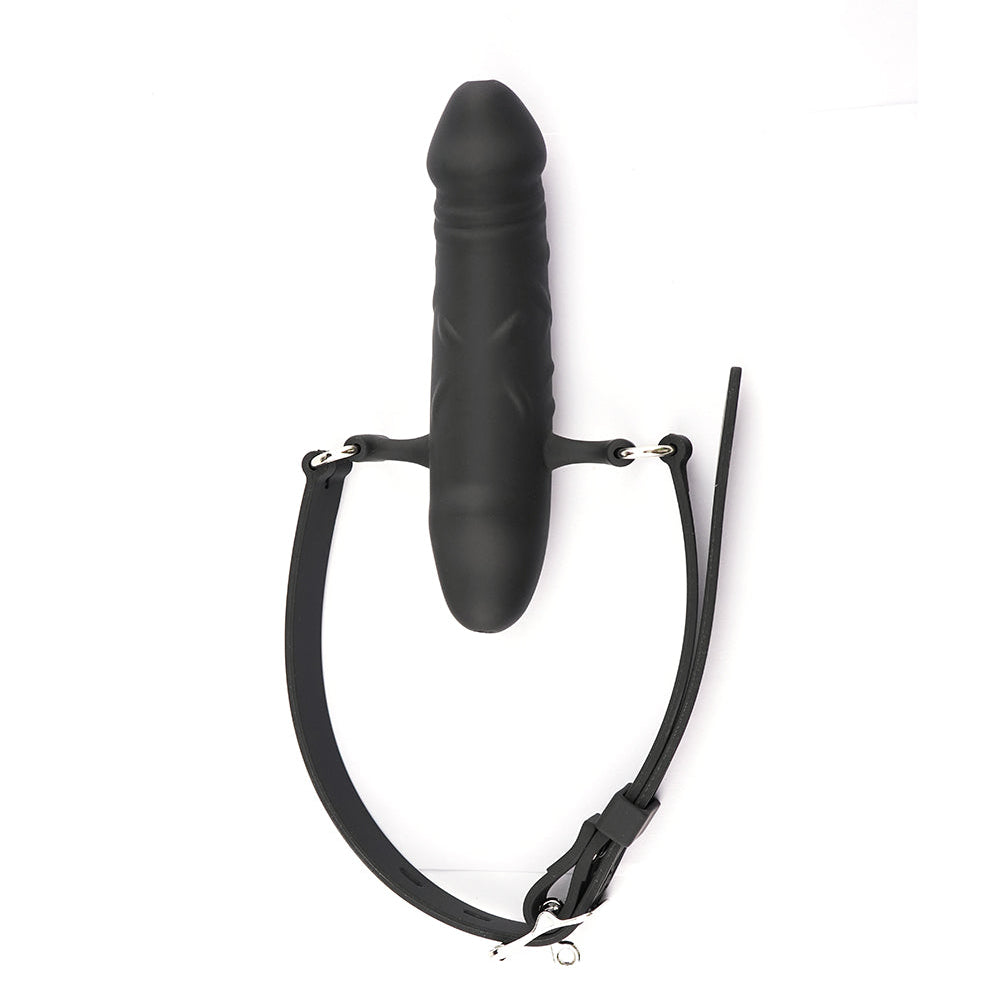 Black Silicone Double Head Dildo Gag