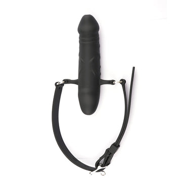 Black Silicone Double Head Dildo Gag