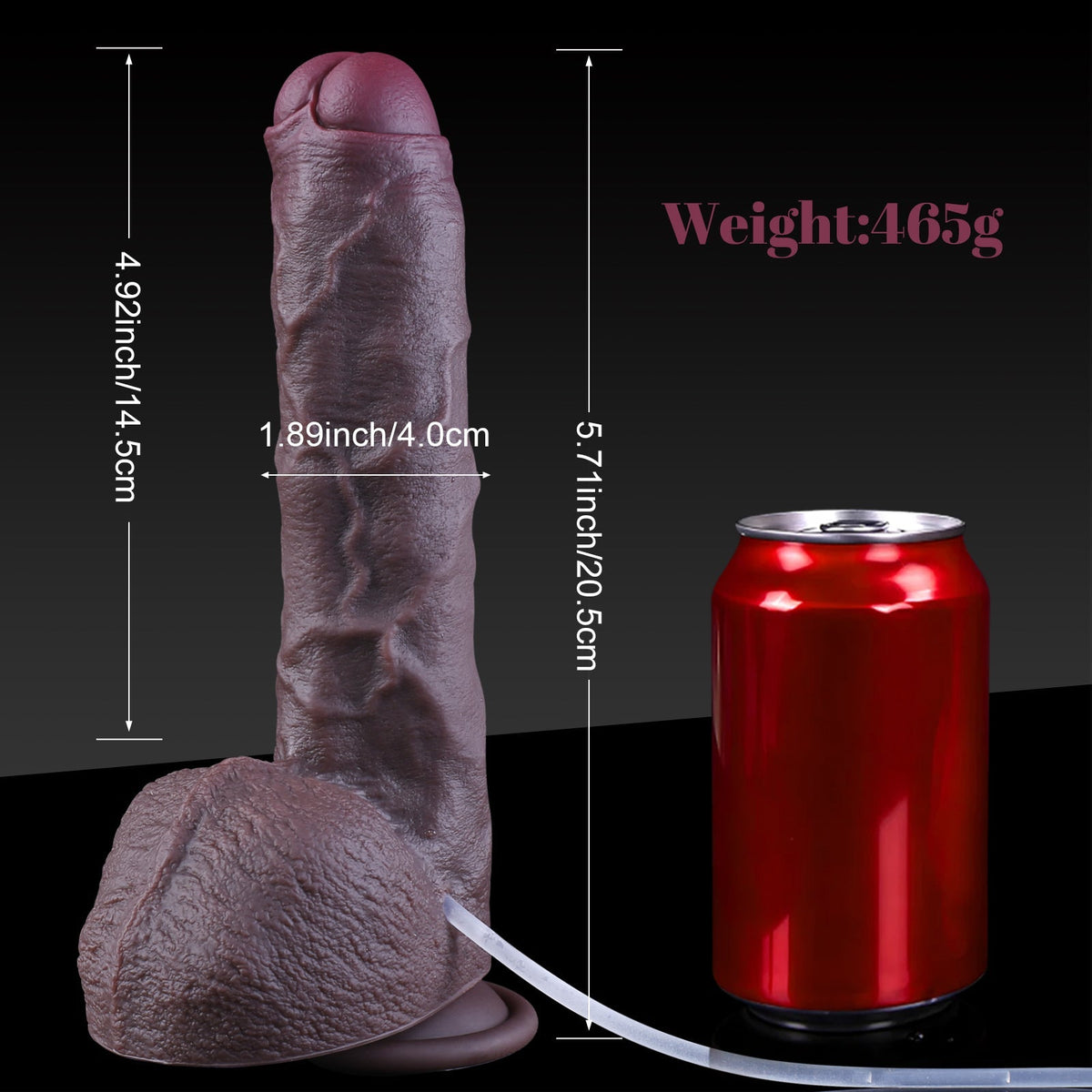 Black Realistic Squirting Dildo with Foreskin