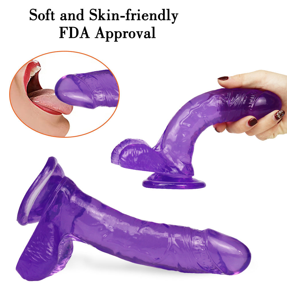 7.5 Inch Purple Jelly Curved Dildo For Women