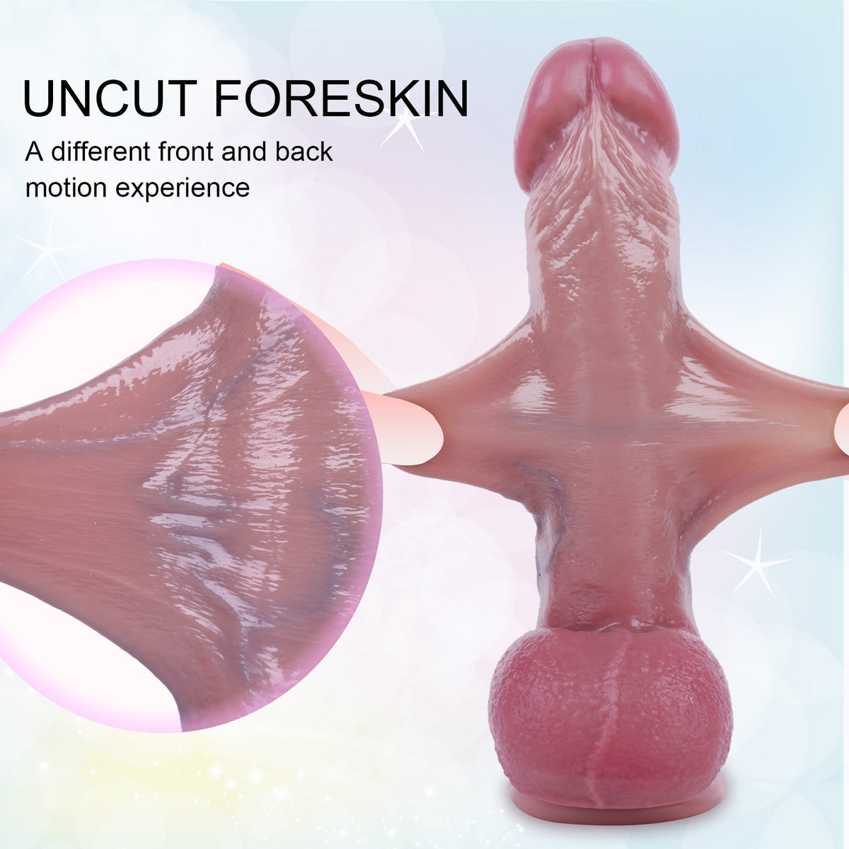 Realistic Squirting Dual Density Dildo With Foreskin