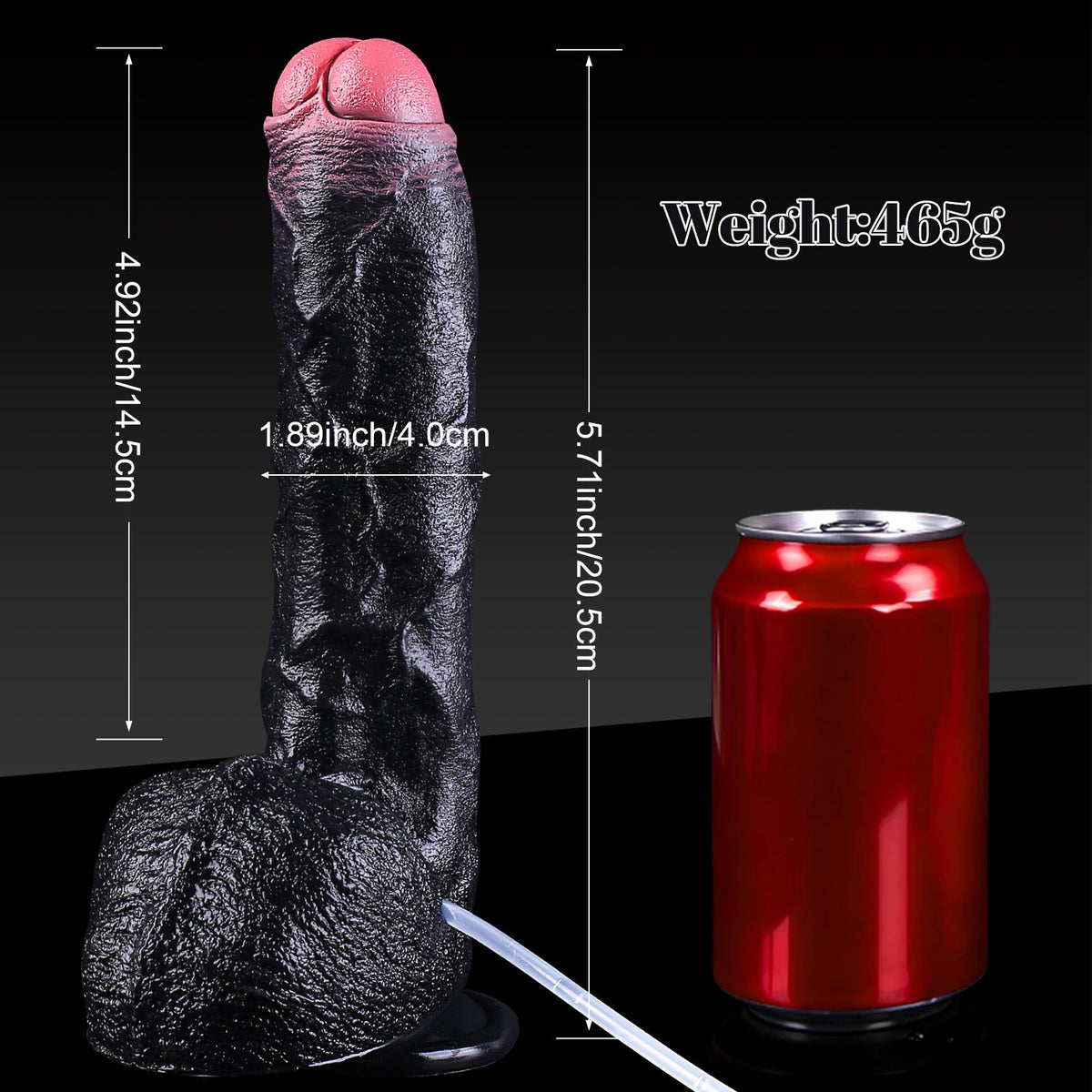 Black Realistic Squirting Dildo with Foreskin