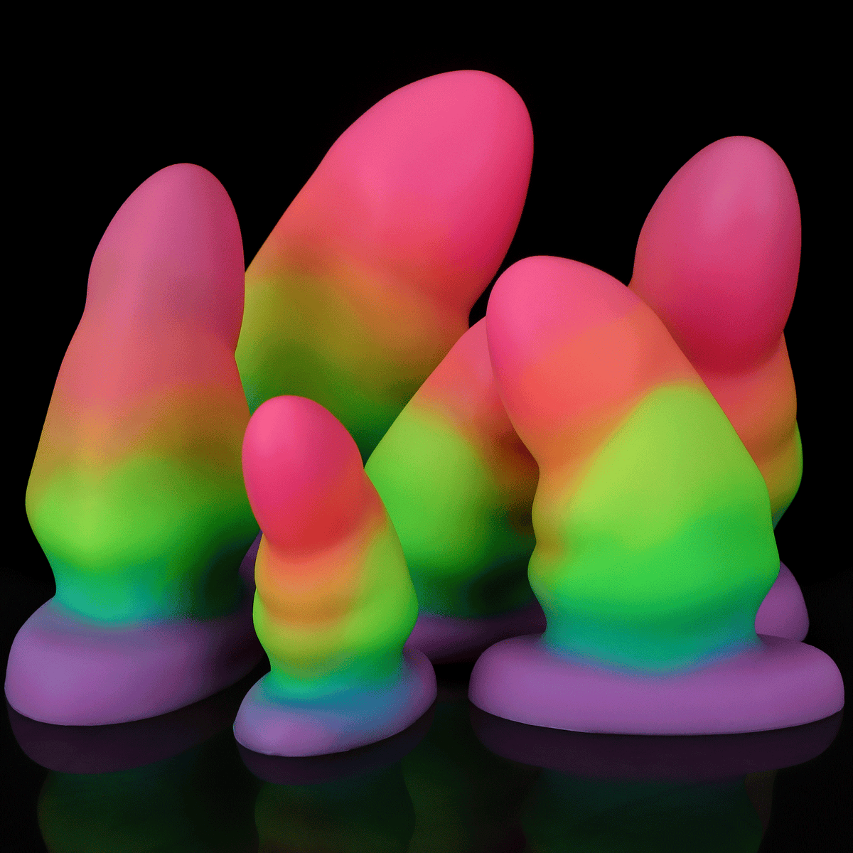Rainbow Light Up Short Thick Butt Plug