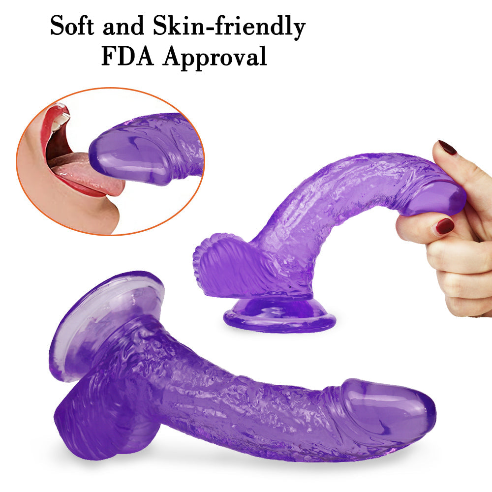6 Inch Purple Jelly Clear Realistic Curved Dildo