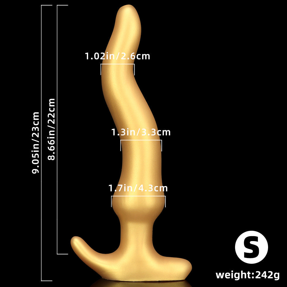 Gold Silicone Curved Huge Butt Plug