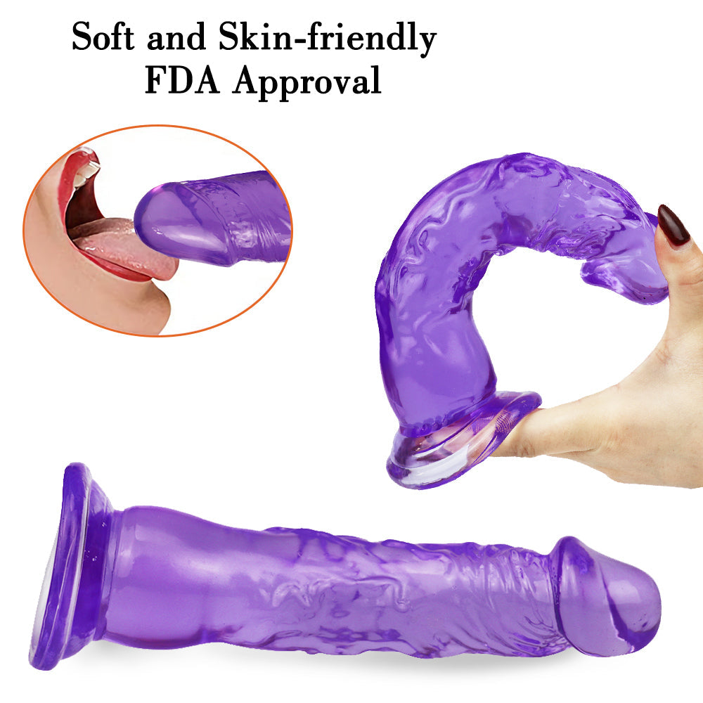 7 Inch Purple Realistic Textured Slim Dildo
