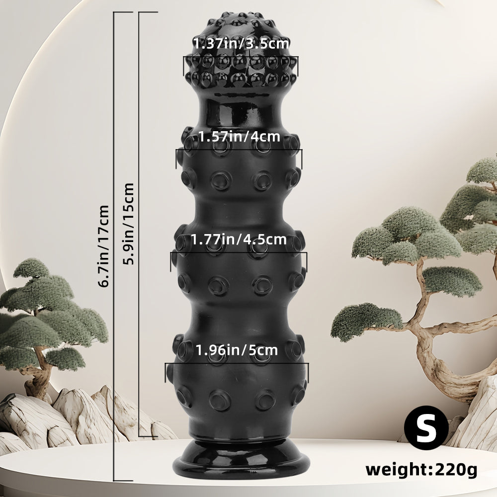 Black Spiked Knotted Huge Anal Dildo Kit