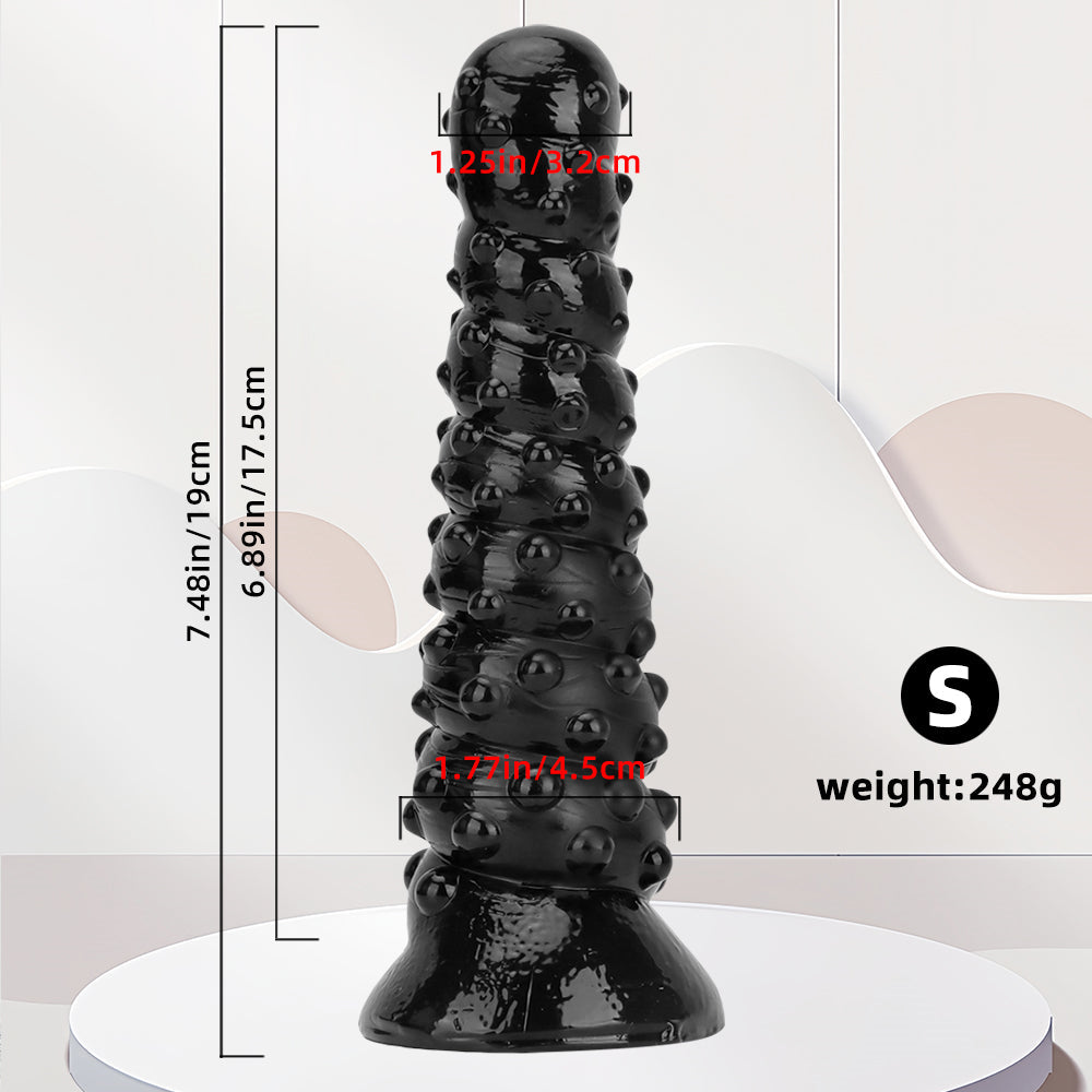15 Inch Black Ribbed Anal Huge Butt Plug