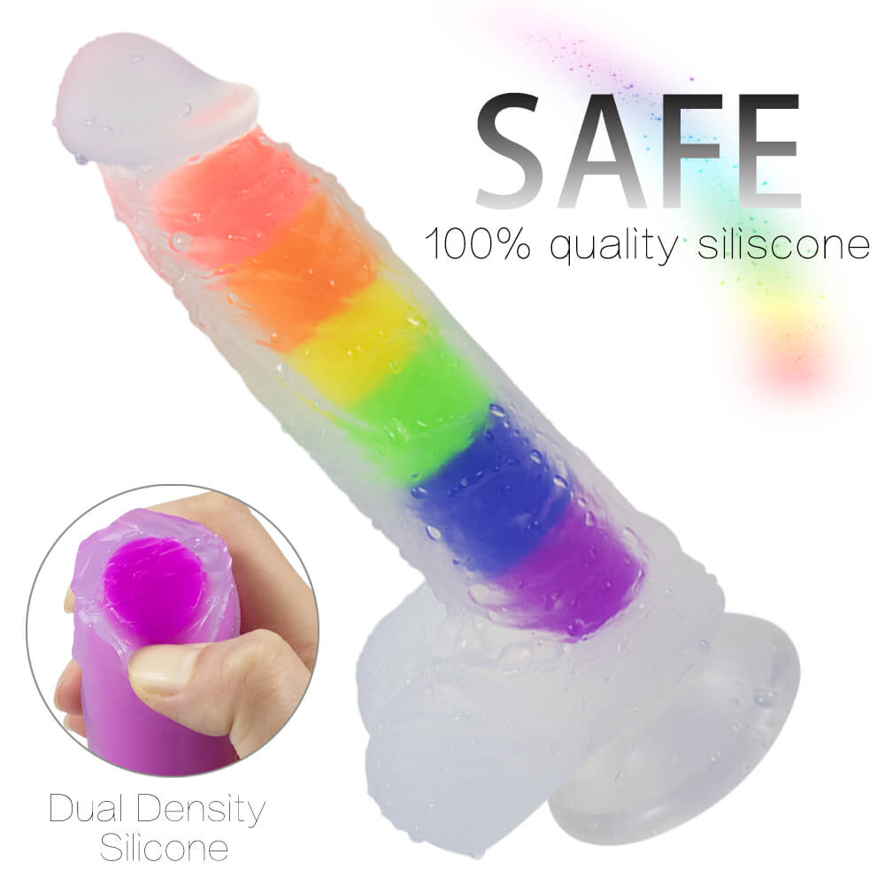 7.4 Inch Jelly Rainbow Soft Dual Density Dildo