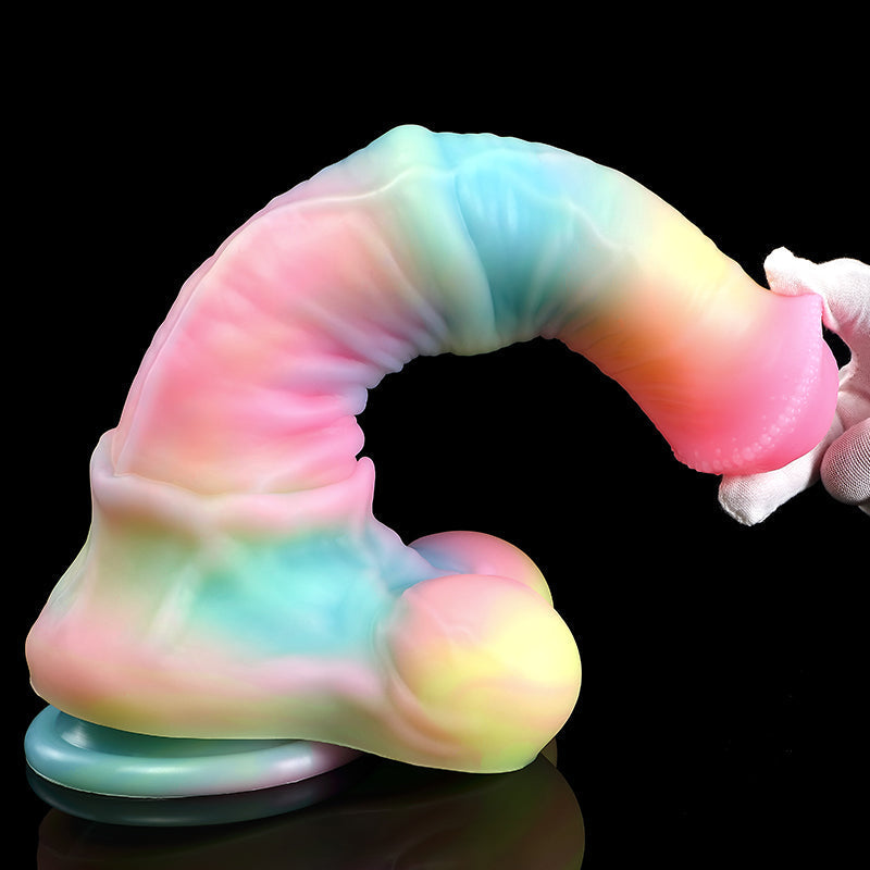 Glow in the Dark Fantasy Rainbow Horse Dildo
