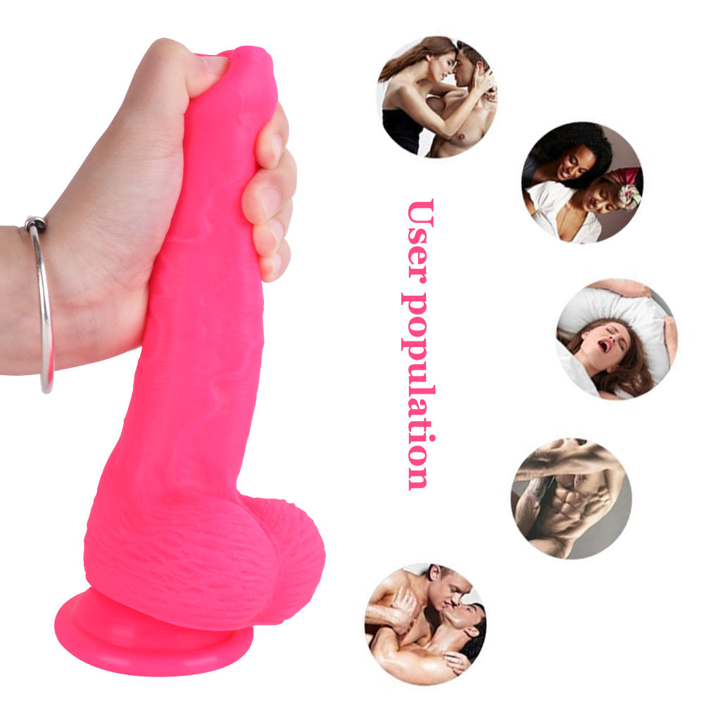 8 Inch Pink Women Using Dildo With Foreskin