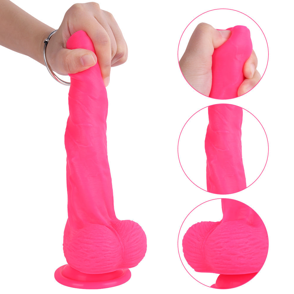 8 Inch Pink Women Using Dildo With Foreskin