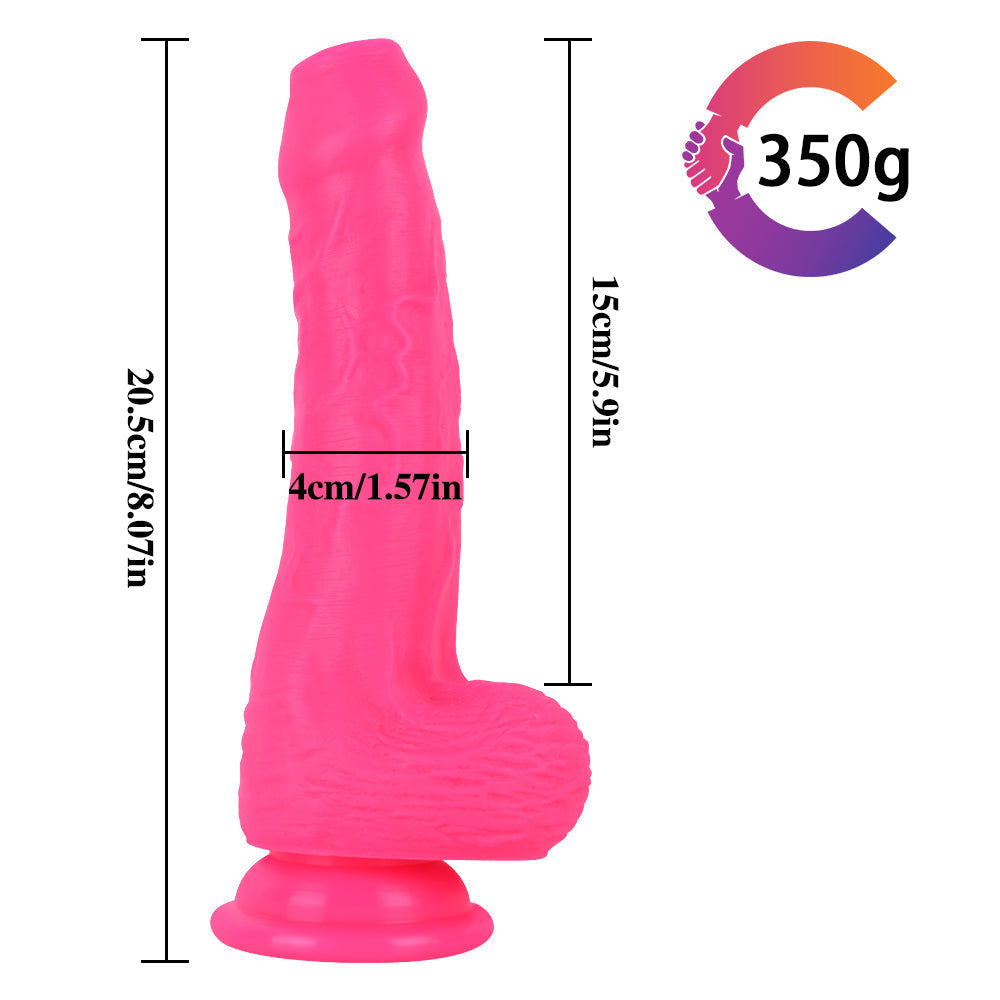 8 Inch Pink Women Using Dildo With Foreskin