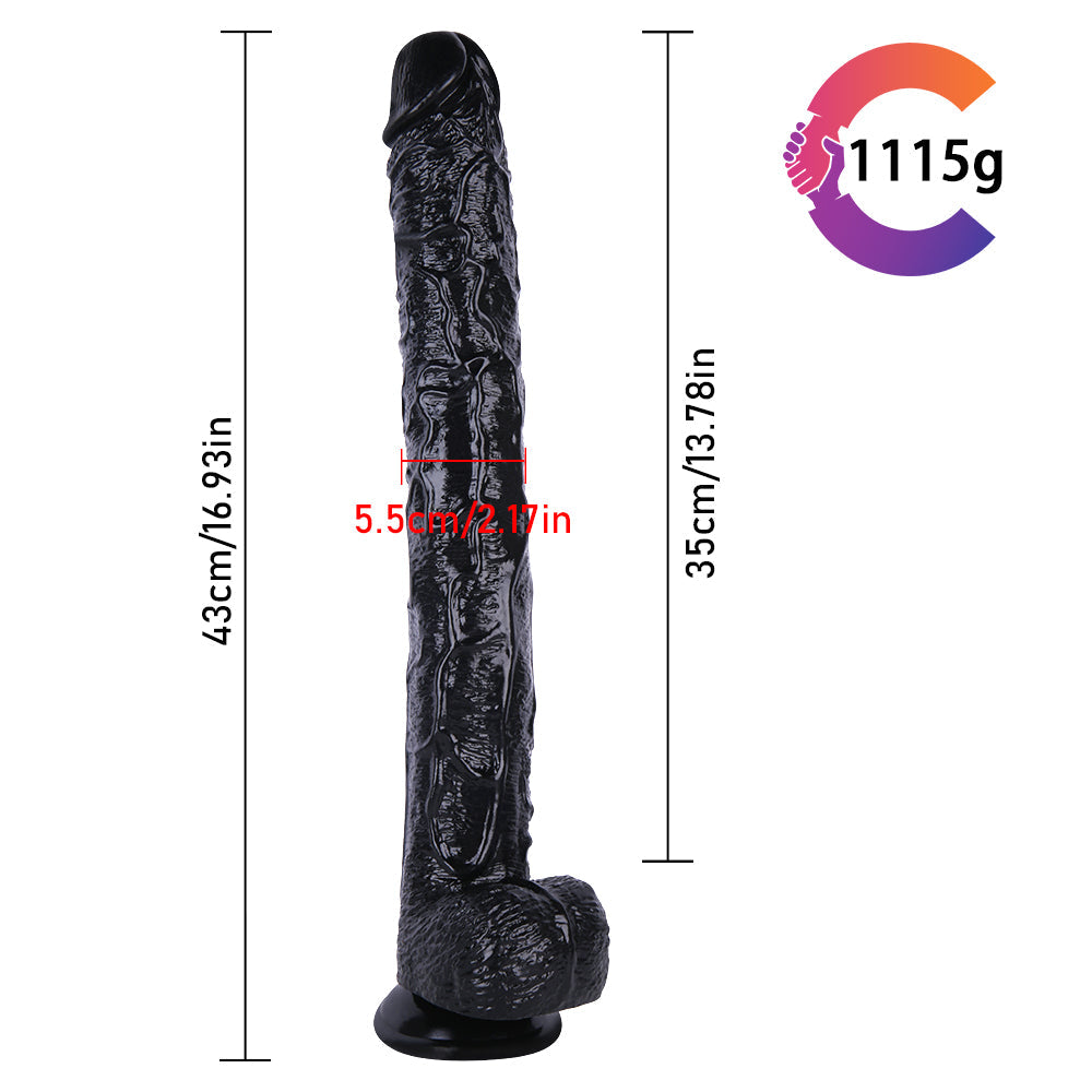 Huge Strap-On 43 cm Black Dildo