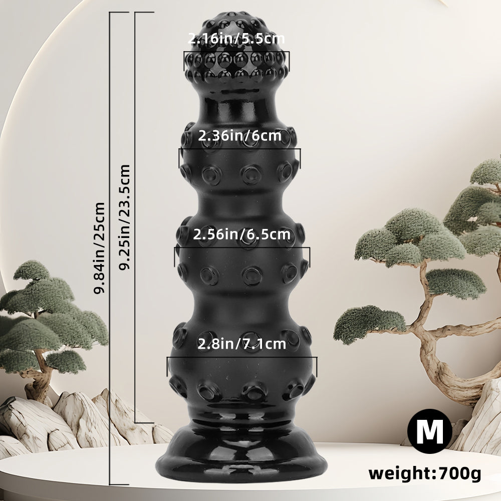 Black Spiked Knotted Huge Anal Dildo Kit