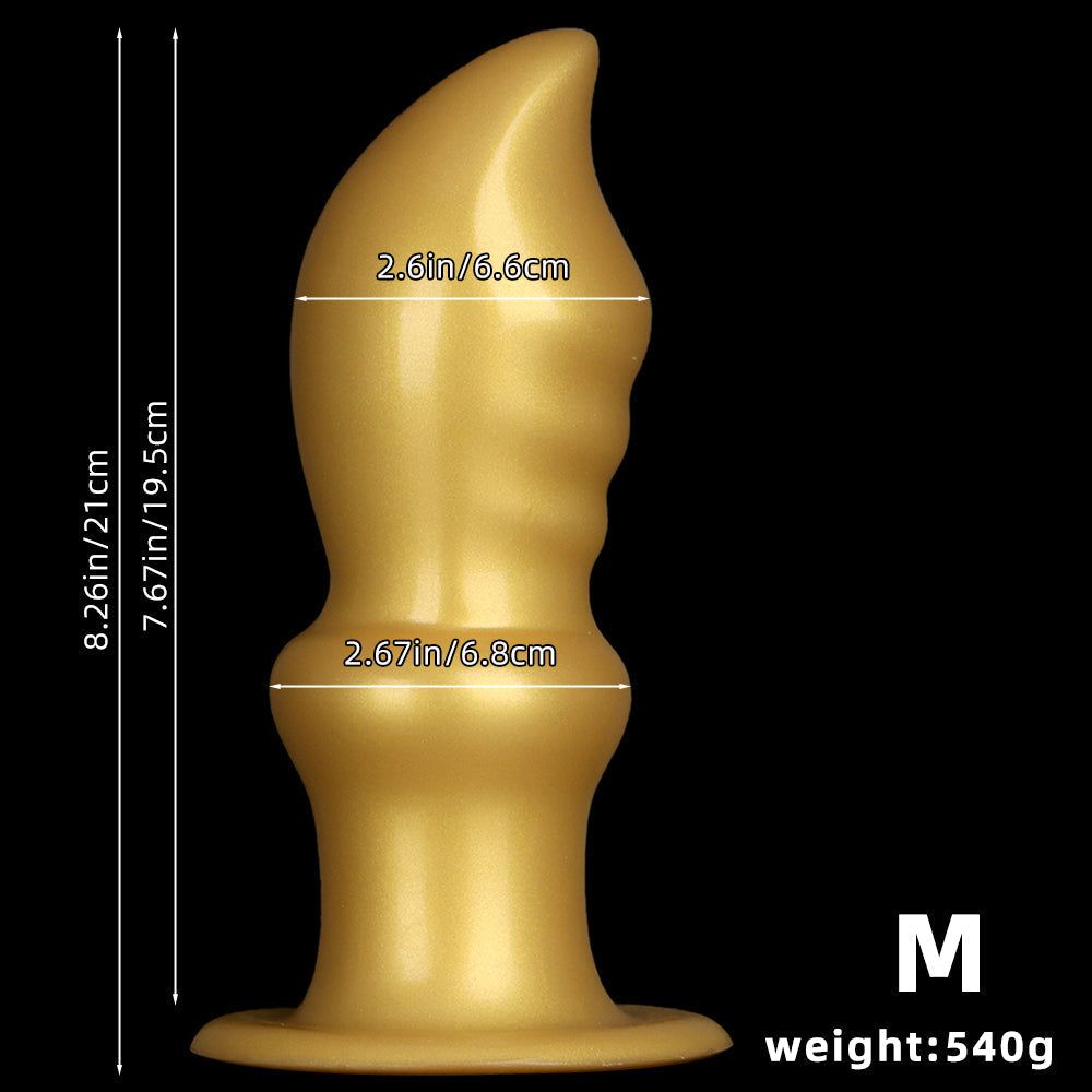 10 Inch Gold Tapered Curved Huge Butt Plug